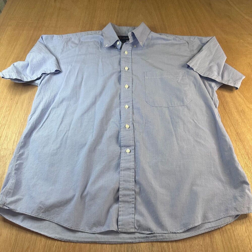 Burkelew's Kenneth Gordon Shirt L 100% Cotton Made in USA Blue Check